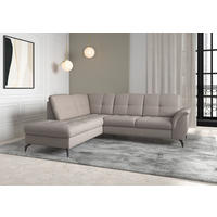 ECKSOFA in Flachgewebe Taupe  - Taupe/Schwarz, Modern, Textil/Metall (212/244cm) - Sit & More