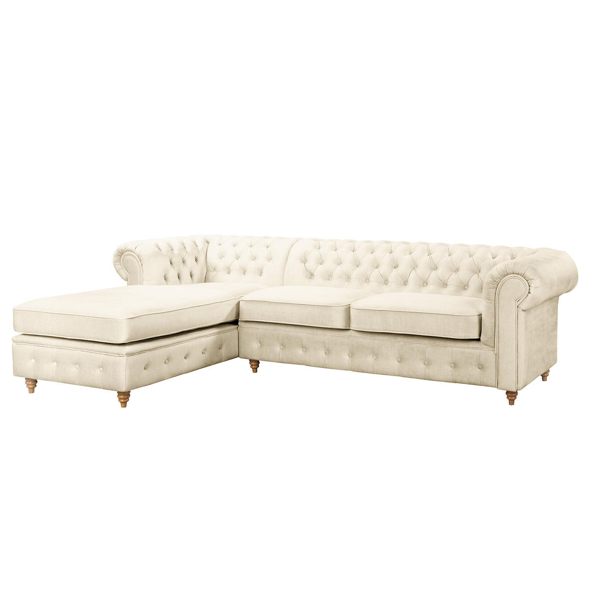 ECKSOFA Laura in Mikrofaser Creme  182/284 cm  - Creme/Braun, Design, Holz/Textil (182/284cm) - P & B