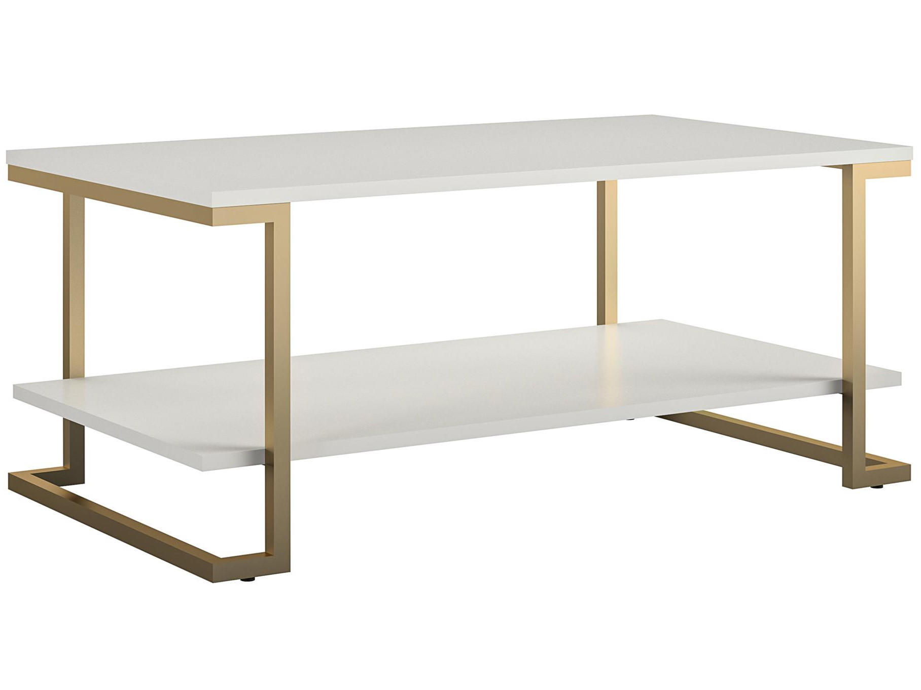 COUCHTISCH 106/46/60 cm Weiß  - Weiß/Bronzefarben, Design, Holzwerkstoff/Metall (106/46/60cm) - MID.YOU
