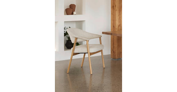 ARMLEHNSTUHL   Chenille  - Sandfarben/Eichefarben, KONVENTIONELL, Holz/Textil (63/81/63cm) - Ambia Home