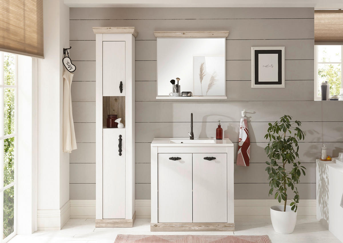 BADEZIMMER 3-teilig  in  - Schwarz/Weiß, Design, Holzwerkstoff/Metall (143/200/46cm) - MID.YOU