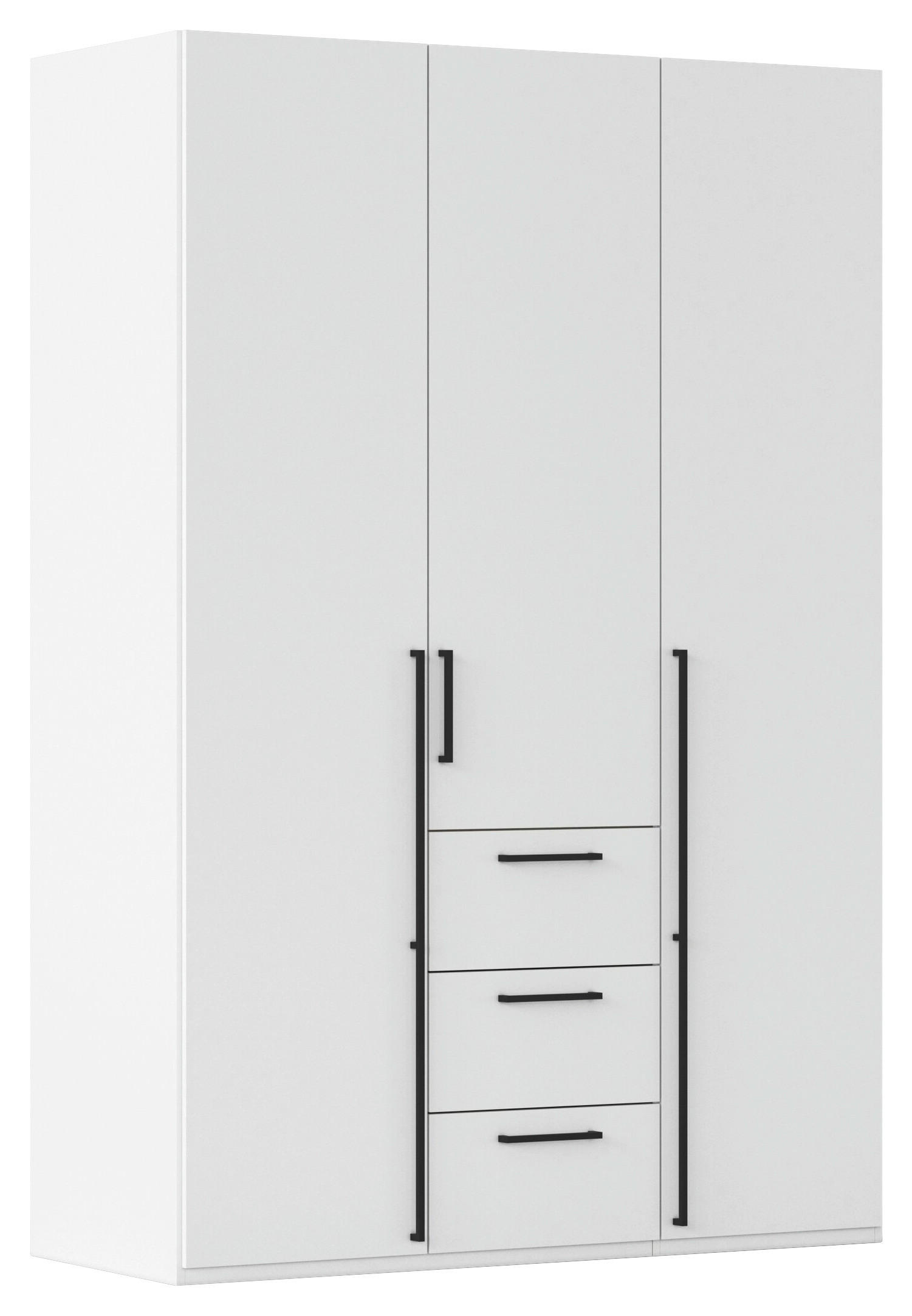 DREHTÜRENSCHRANK 151/235/61 cm,  in Weiß, 3-türig  - Schwarz/Weiß, Basics, Holzwerkstoff/Metall (151/235/61cm) - Novel