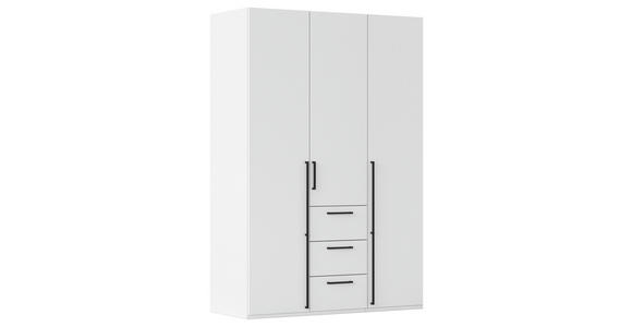 DREHTÜRENSCHRANK 151/235/61 cm,  in Weiß, 3-türig  - Schwarz/Weiß, Basics, Holzwerkstoff/Metall (151/235/61cm) - Novel