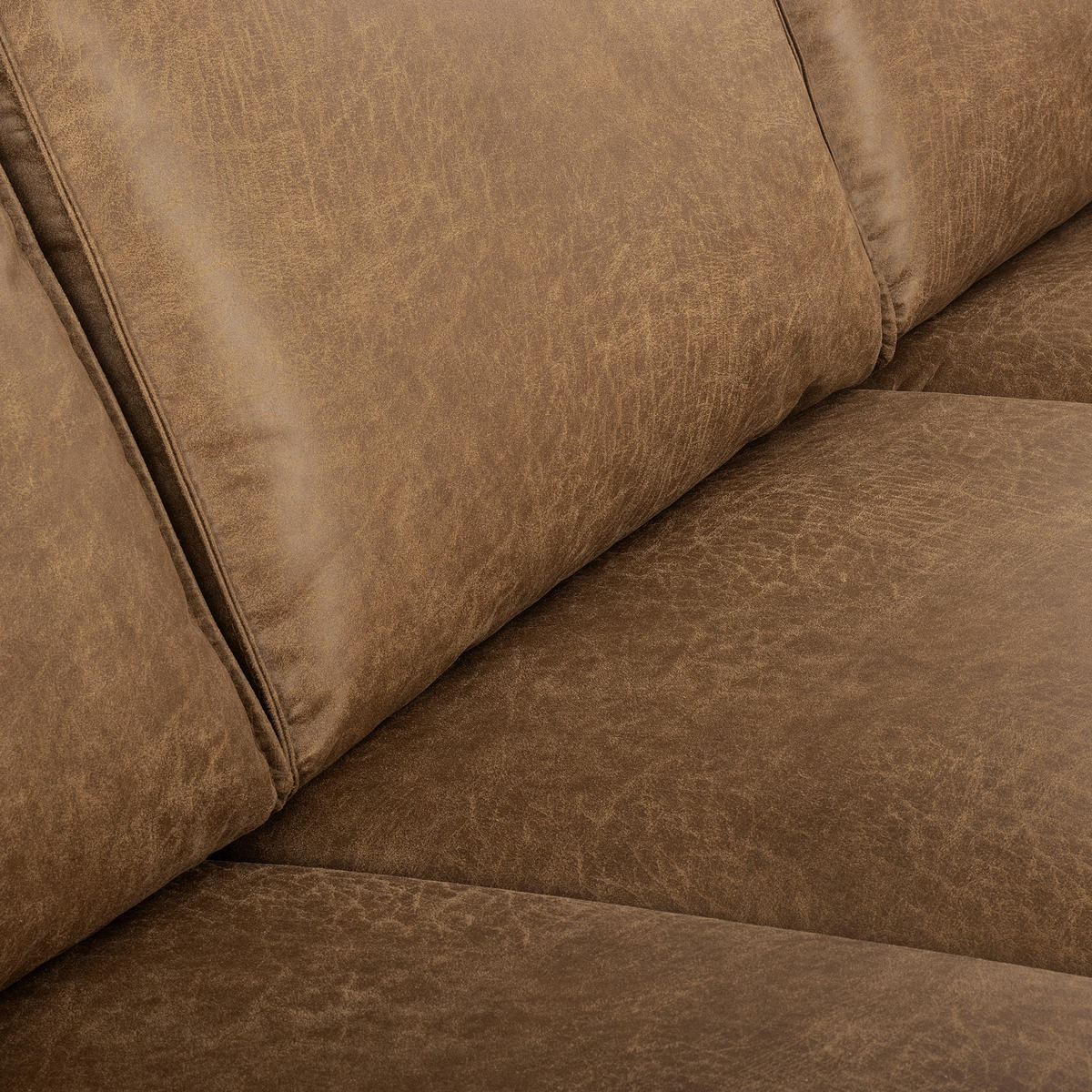 ECKSOFA Braun Echtleder Lederlook Rücken echt  - Braun, Design, Leder/Textil (166/238cm) - Livetastic