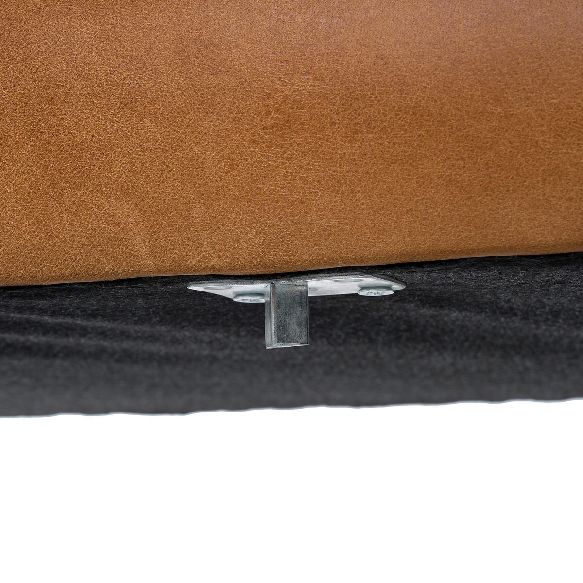 HOCKER BERLIN Echtleder Cognac  - Cognac/Schwarz, Design, Leder/Metall (163/46/62cm) - Livetastic