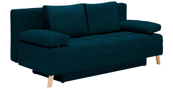 SCHLAFSOFA Webstoff Petrol  - Petrol/Naturfarben, KONVENTIONELL, Holz/Textil (195/90/90cm) - Cantus