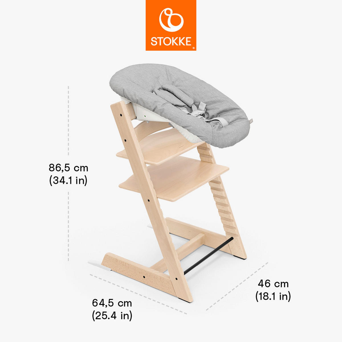 HOCHSTUHL-SET Tripp Trapp Bundles  - Naturfarben, Basics, Holz (87/65/46cm) - Stokke