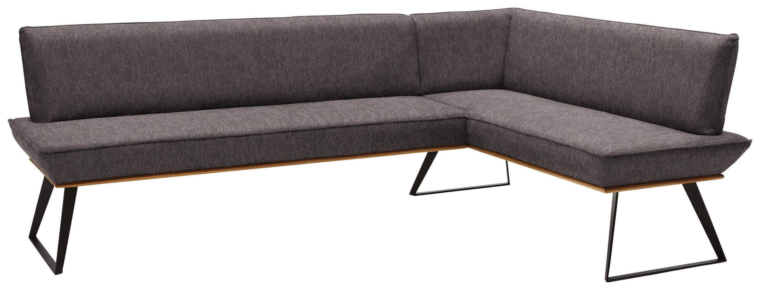 Thumbnail - Voleo Eckbank, Schwarz, Eiche, Dunkelbraun, Holz, Metall, Textil, Eiche, massiv, 5-Sitzer, L-Form, 223x163 cm, Stoffausw...