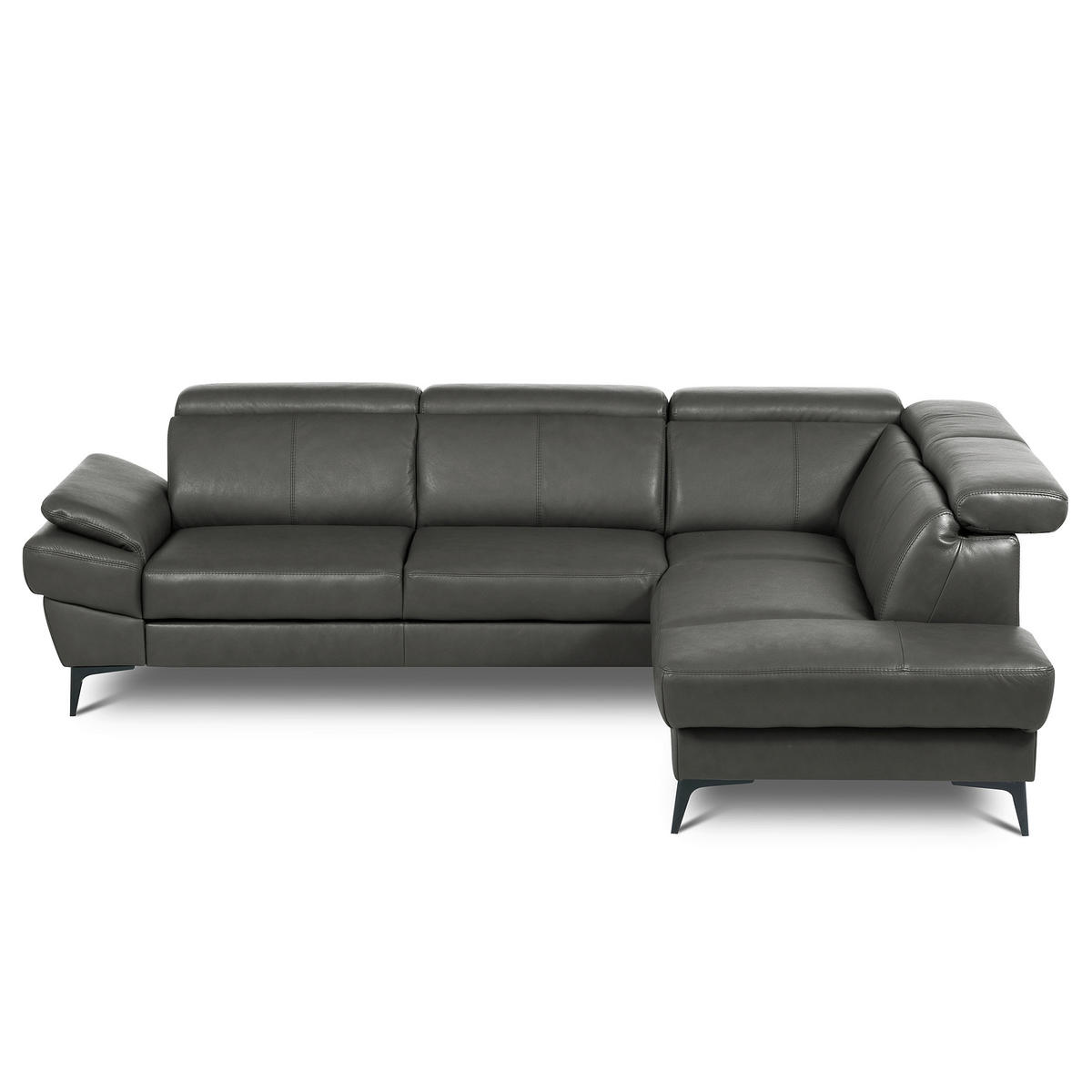 ECKSOFA Lederlook Echtleder Anthrazit  - Anthrazit/Schwarz, Design, Leder/Textil (264/211cm) - Livetastic