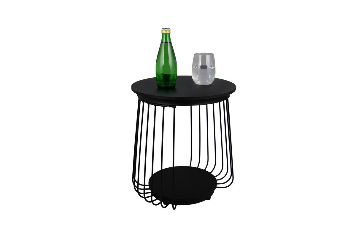 BEISTELLTISCH 35/35/40 cm Schwarz rund  - Schwarz, MODERN, Holzwerkstoff/Metall (35/35/40cm) - Milino