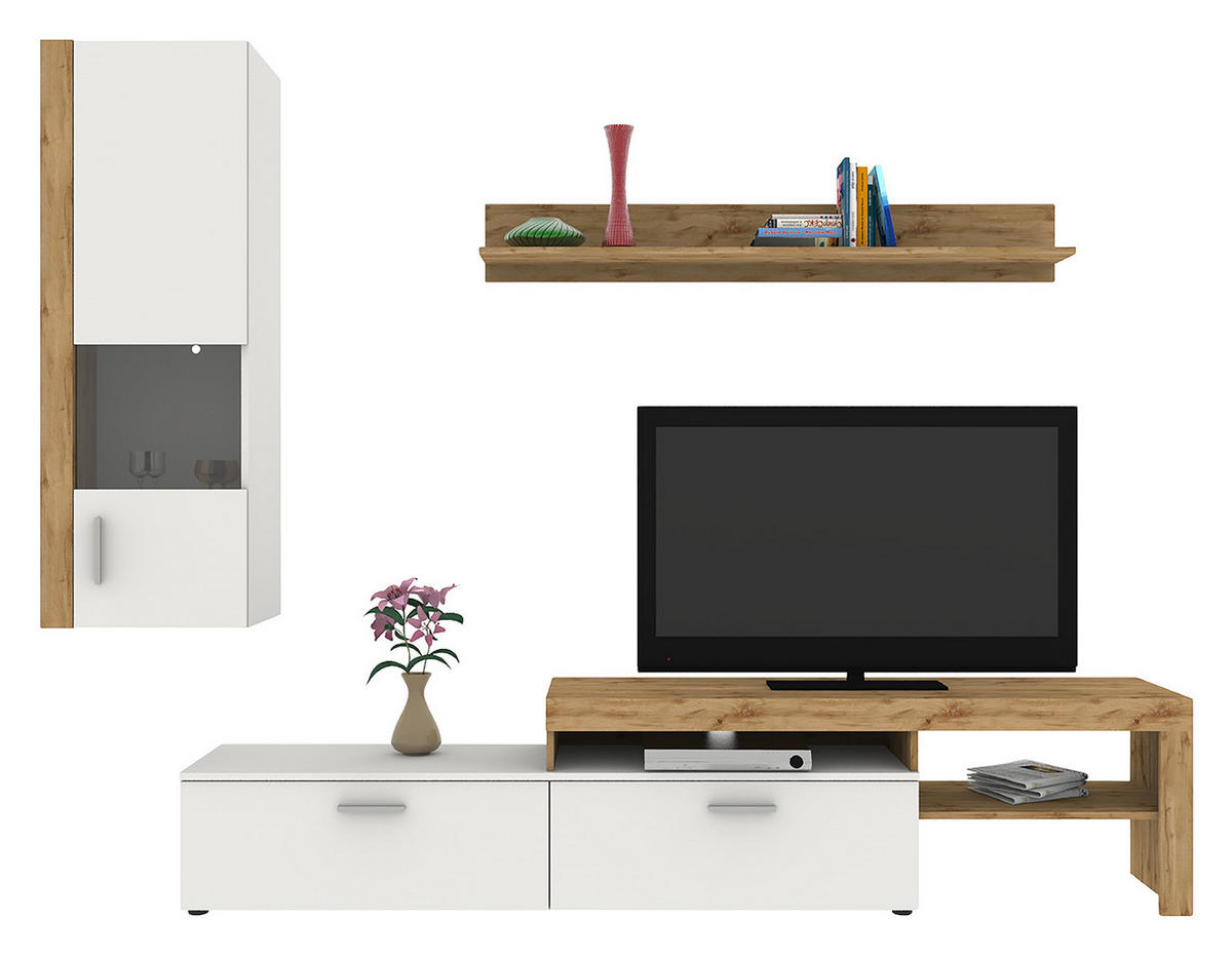 REGAL ZA DNEVNI BORAVAK bela   - boja aluminijuma/bela, Moderno, plastika (250/190/40cm) - Carryhome