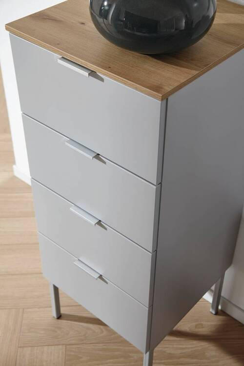 KOMMODE in 40/100/42 cm - Eichefarben/Alufarben, Trend, Holzwerkstoff/Kunststoff (40/100/42cm) - Stylife
