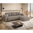ECKSOFA inkl. Funktionen Taupe Cord  - Taupe/Schwarz, KONVENTIONELL, Kunststoff/Textil (260/200cm) - Xora