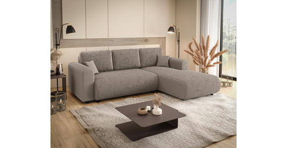 ECKSOFA inkl. Funktionen Taupe Cord  - Taupe/Schwarz, KONVENTIONELL, Kunststoff/Textil (260/200cm) - Xora