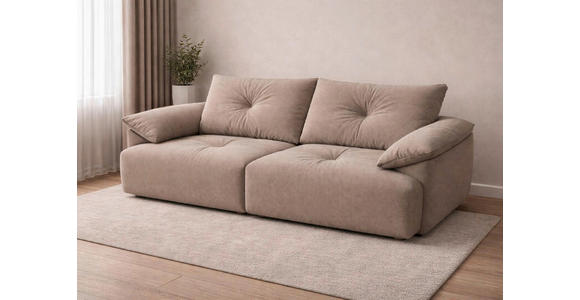 BIGSOFA Webstoff Beige  - Beige/Schwarz, KONVENTIONELL, Kunststoff/Textil (243/90,5/130cm) - Ambia Home