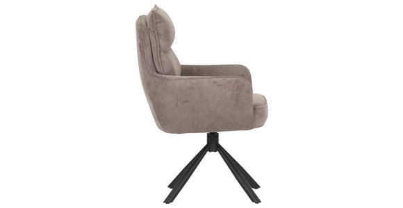 ARMLEHNSTUHL  Stoffauswahl, Sitzfläche 360° drehbar, automatische Rückholfunktion Cord  - Schwarz/Braun, Design, Textil/Metall (60/95/62cm) - Novel