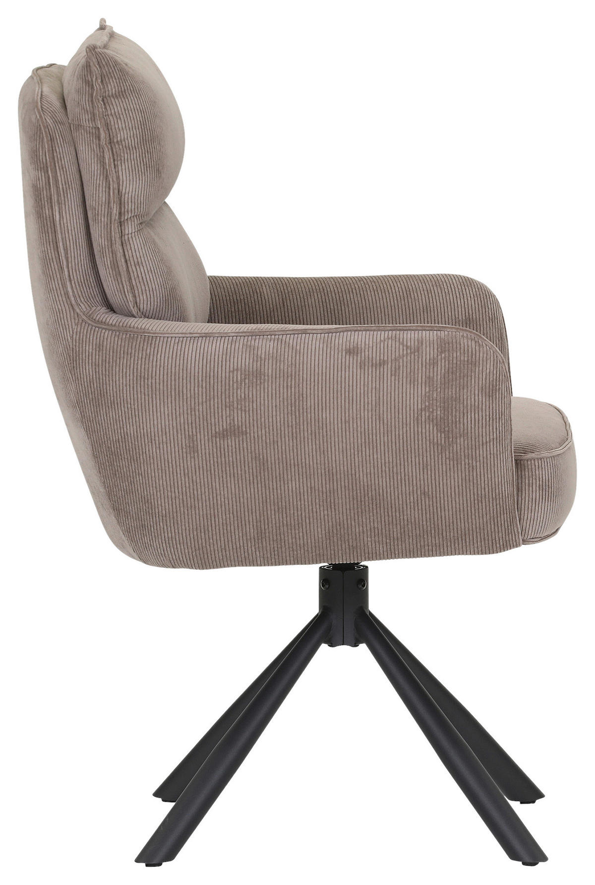 ARMLEHNSTUHL  Stoffauswahl, Sitzfläche 360° drehbar, automatische Rückholfunktion Cord  - Schwarz/Braun, Design, Textil/Metall (60/95/62cm) - Novel