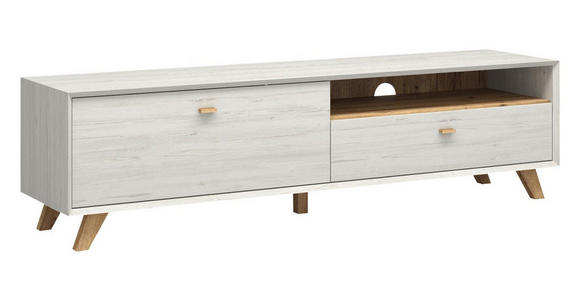 LOWBOARD melaminharzbeschichtet Weiß - Eichefarben/Weiß, Design, Holz (187/50/45cm) - Linea Natura