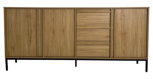 SIDEBOARD WABI in 180/81/40 cm - Eichefarben/Schwarz, Design, Holz/Holzwerkstoff (180/81/40cm) - Xora