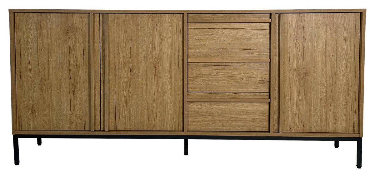 SIDEBOARD WABI  in 180/81/40 cm  - Eichefarben/Schwarz, Design, Holz/Holzwerkstoff (180/81/40cm) - Xora