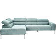 ECKSOFA  in Flachgewebe Salbeigrün  224/282 cm  - Chromfarben/Salbeigrün, KONVENTIONELL, Textil/Metall (224/282cm) - Hom`in