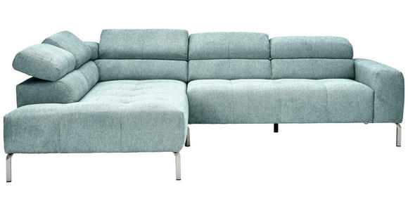 ECKSOFA  in Flachgewebe Salbeigrün  224/282 cm  - Chromfarben/Salbeigrün, KONVENTIONELL, Textil/Metall (224/282cm) - Hom`in