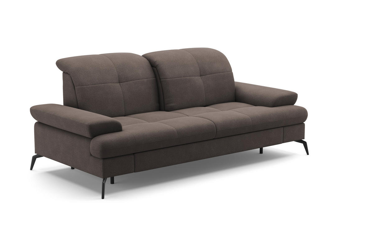 2,5-SITZER in Flachgewebe Graphitfarben  - Schwarz/Graphitfarben, Konventionell, Textil/Metall (202/90/122cm) - Sit & More