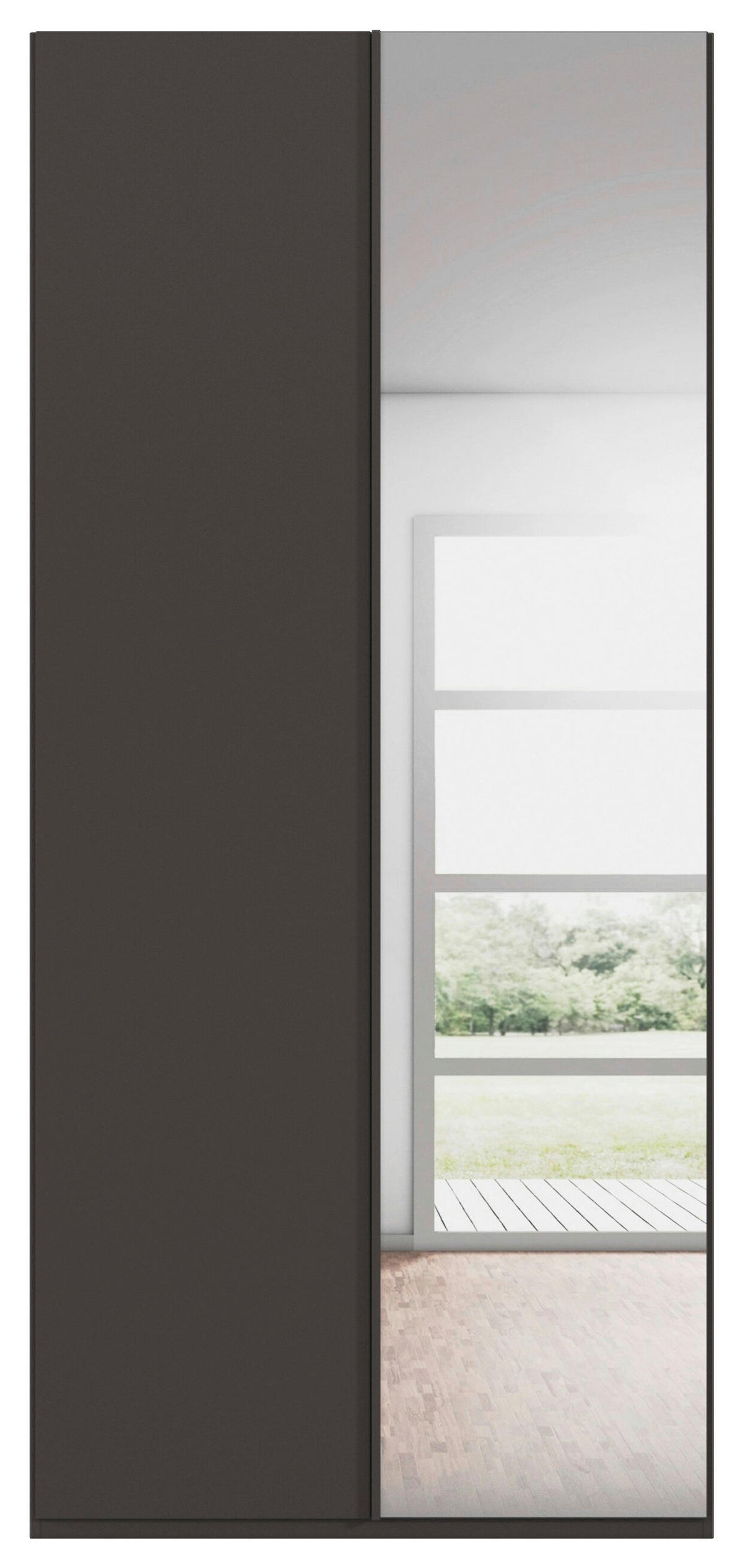 DREHTÜRENSCHRANK 101/235/61 cm,  in Graphitfarben, 2-türig  - Graphitfarben, Basics, Glas/Holzwerkstoff (101/235/61cm) - Novel