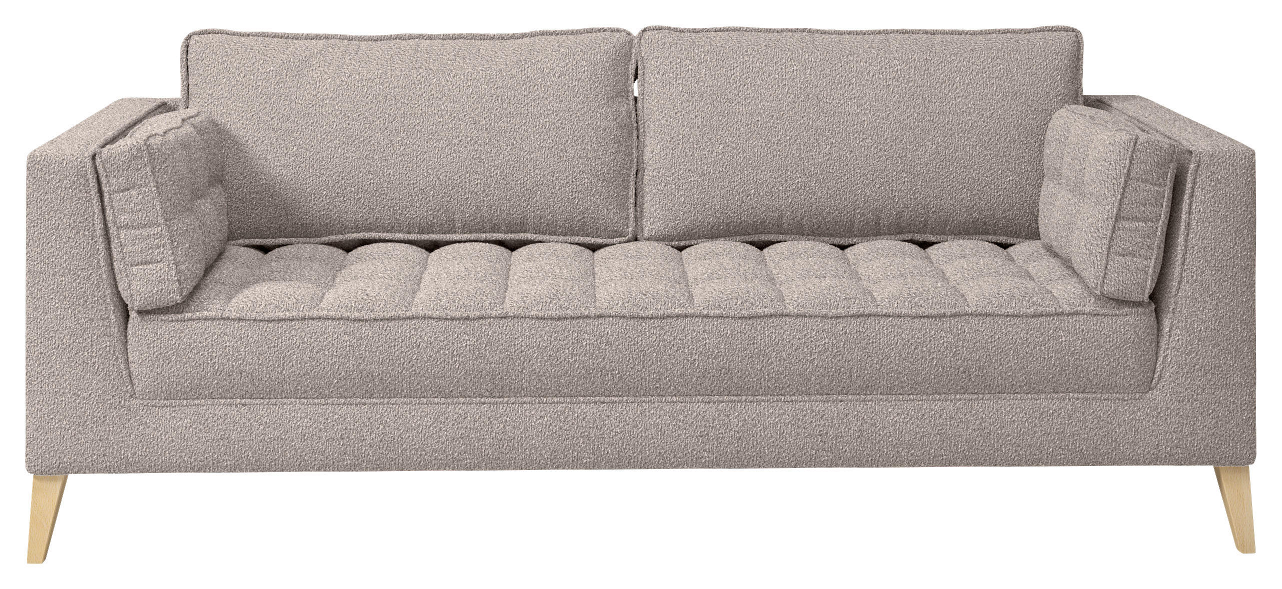 3-SITZER-SOFA Bouclé Taupe  - Taupe/Naturfarben, Design, Holzwerkstoff/Textil (170/95/85cm) - MID.YOU