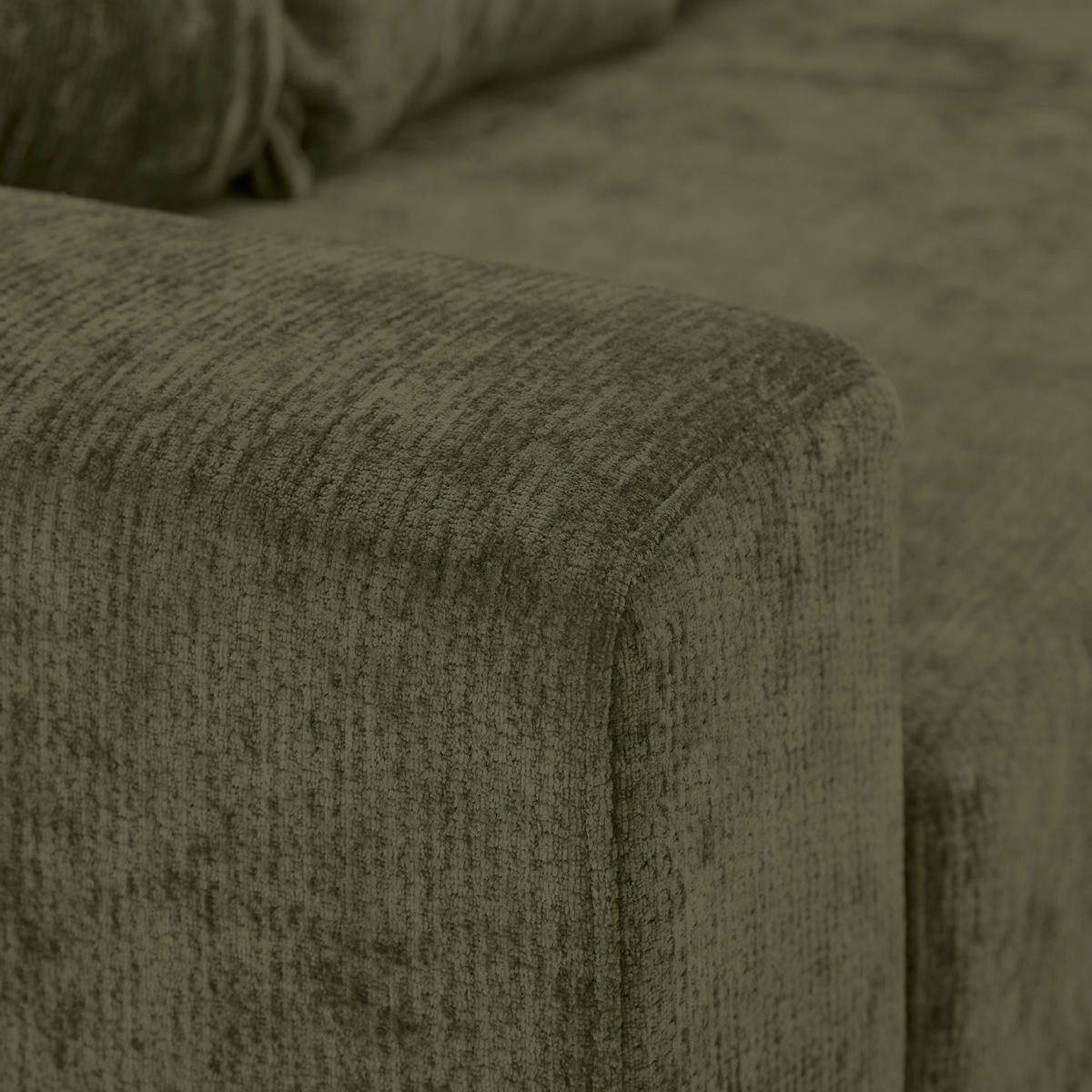 WOHNLANDSCHAFT Olivgrün Chenille  - Schwarz/Olivgrün, KONVENTIONELL, Kunststoff/Textil (183/311/140cm) - Ti'me