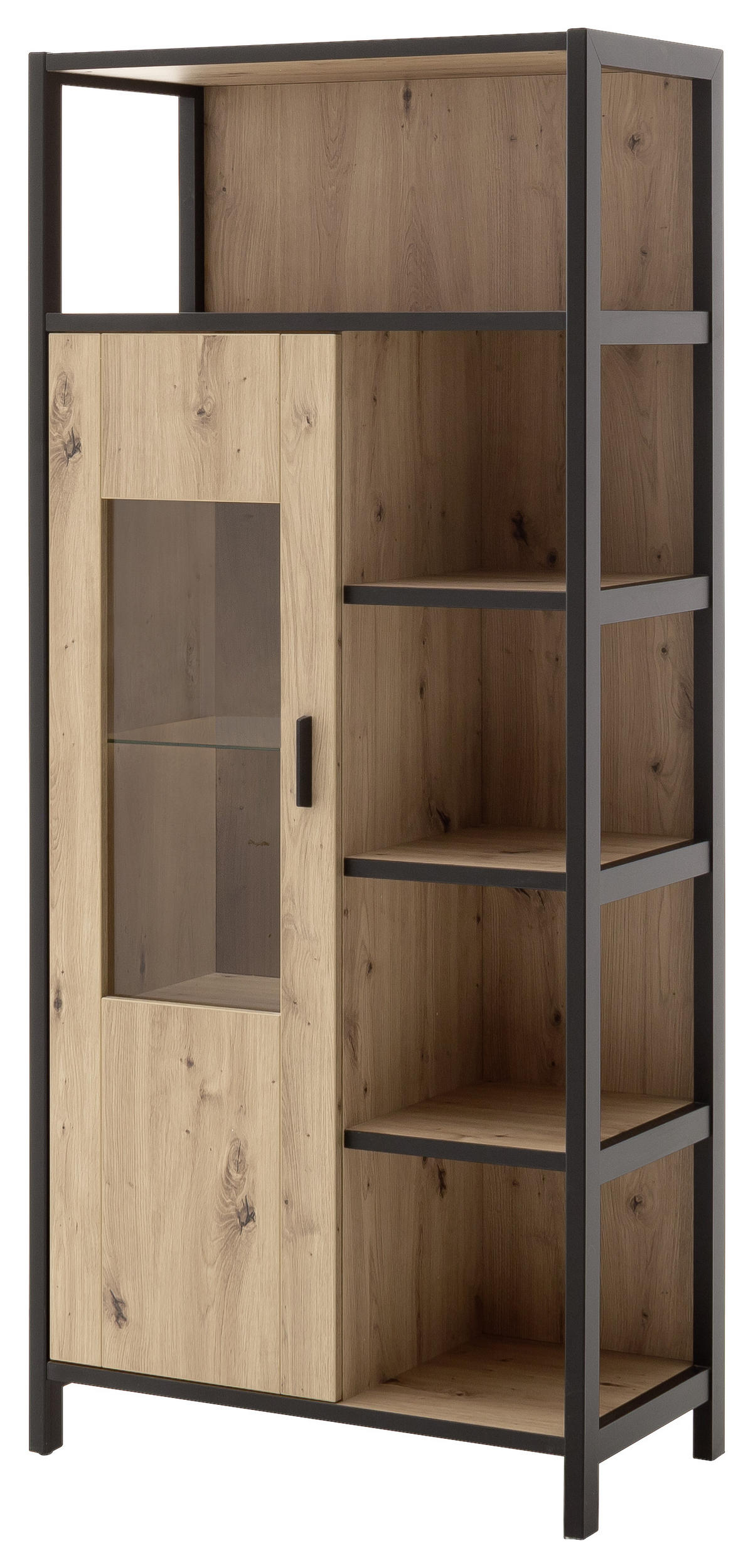 REGAL ZA DNEVNI BORAVAK antracit, divlji hrast   - antracit/divlji hrast, Moderno, staklo/drvni materijal (300/172/46cm) - Carryhome