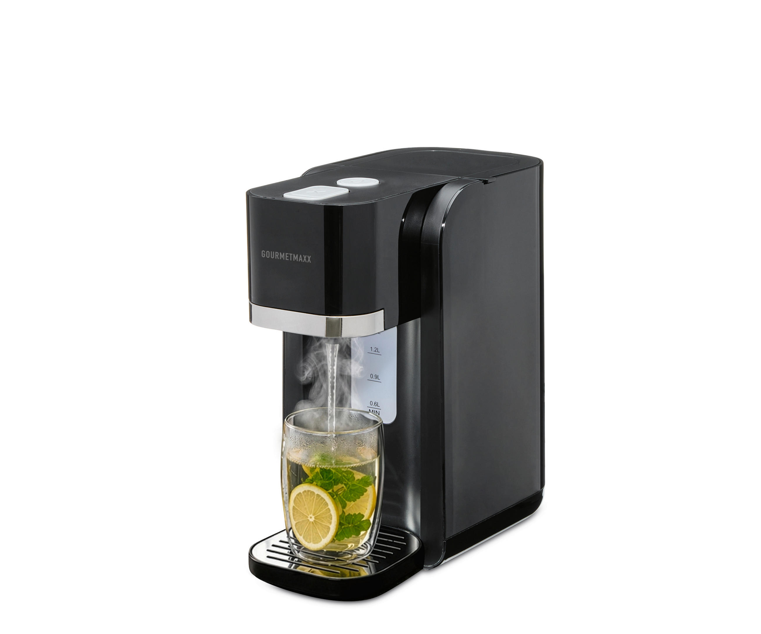 HEIßWASSERSPENDER GOURMETmaxx  - Schwarz, Basics, Kunststoff/Metall (27/14,4/27,5cm) - GOURMETMAXX