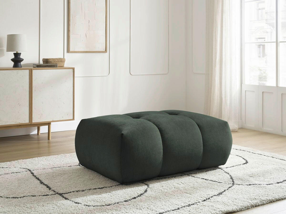 HOCKER FUJI  Leinenoptik Grün  - Schwarz/Grün, MODERN, Kunststoff/Textil (112/44/80cm)