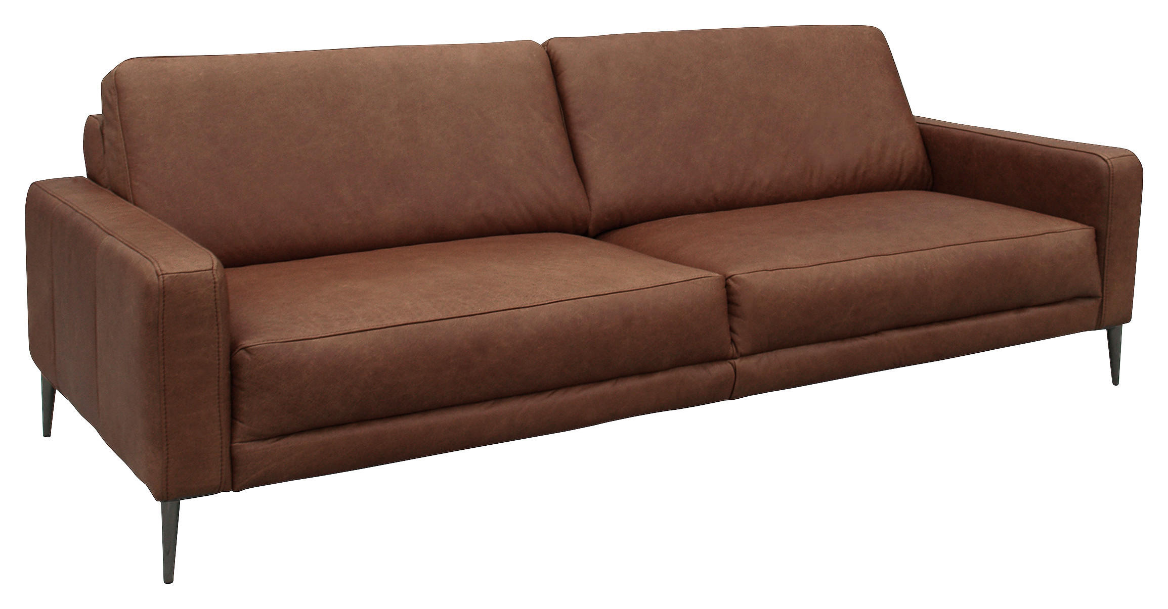 3,5-SITZER in Echtleder Dunkelbraun - Dunkelbraun/Schwarzchrom, Design, Leder/Metall (207/85/92cm) - Livetastic