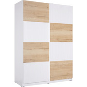 OMARA Z DRSNIMI VRATI, bela, hrast - bela/hrast, Design, kovina/leseni material (150/213/63cm) - Hom`in