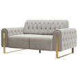 2-SITZER-SOFA Velours Beige  - Beige/Goldfarben, KONVENTIONELL, Textil/Metall (194/90/97cm) - Carryhome
