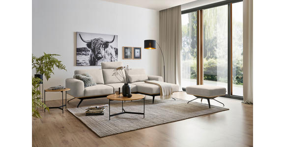 ECKSOFA in Struktur Creme  262/157 cm  - Creme/Schwarz, Design, Textil/Metall (262/157cm) - Novel