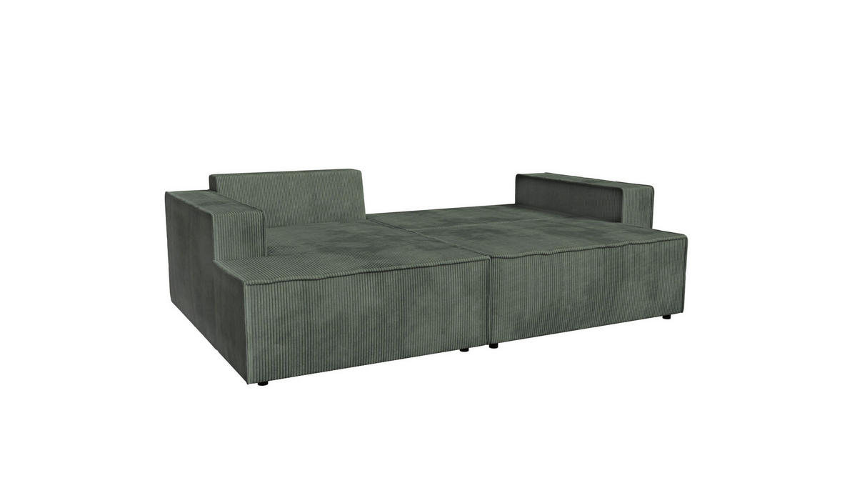 ECKSOFA inkl. Funktionen Dunkelgrün Cord  - Dunkelgrün/Schwarz, MODERN, Kunststoff/Textil (149/245cm) - Stylife
