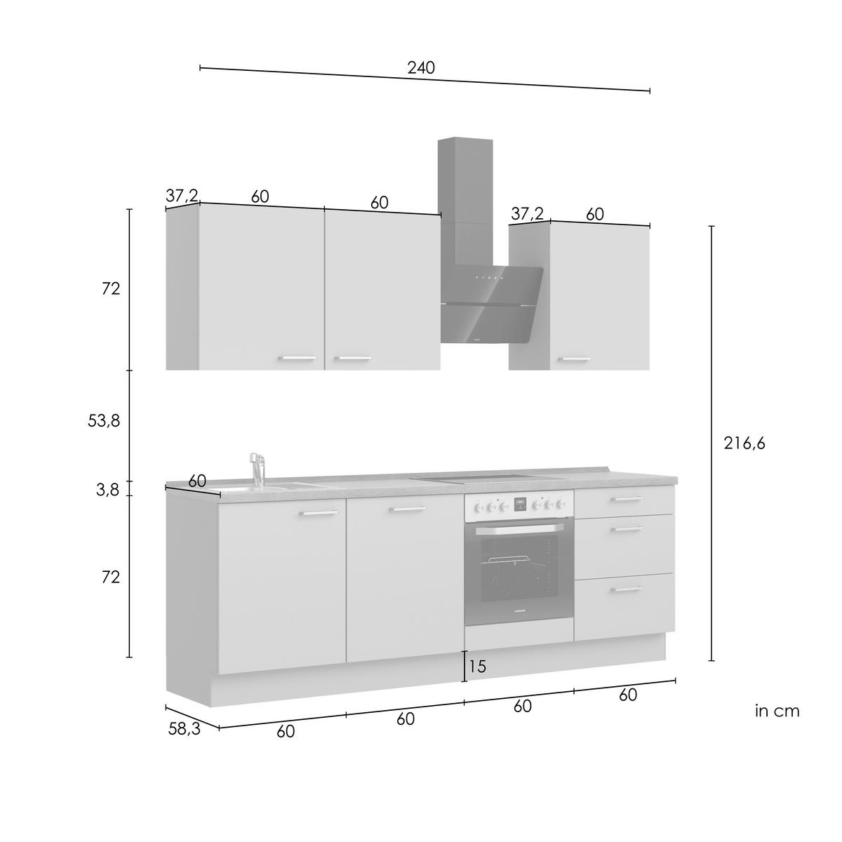 KÜCHENLEERBLOCK Frame 240 cm  in Eichefarben, Beigebraun  - Edelstahlfarben/Eichefarben, ROMANTIK / LANDHAUS, Holzwerkstoff/Metall (240cm) - Nobilia