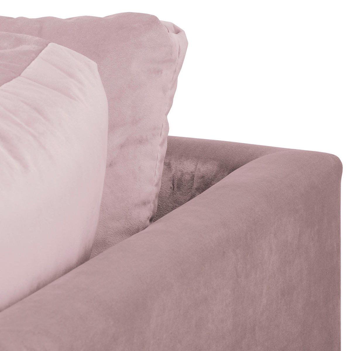 ECKSOFA Ariella in Samt Rosa  231/161 cm  - Naturfarben/Rosa, Design, Holz/Textil (231/161cm) - Livetastic