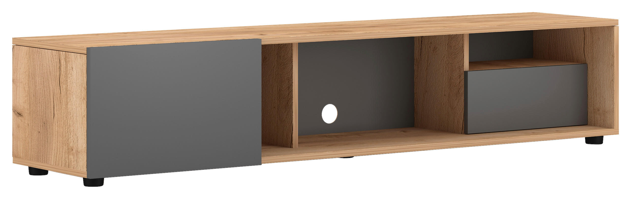 MID.YOU NÍZKÁ KOMODA, barvy grafitu, barvy dubu, 160/25/36,8 cm