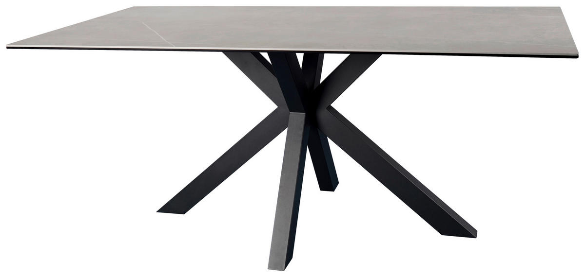 ESSTISCH in Metall, Glas, Keramik 180/90/76 cm  - Schwarz/Grau, Design, Glas/Keramik (180/90/76cm) - Novel