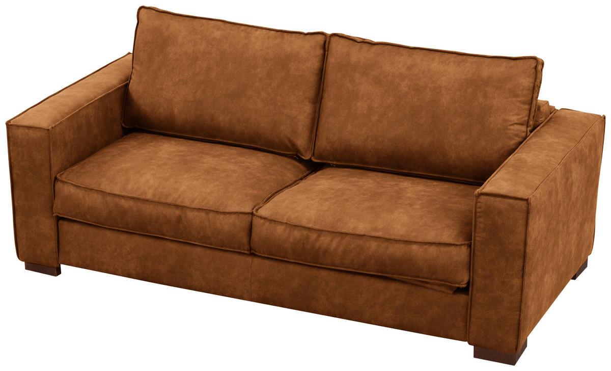 SCHLAFSOFA in Mikrofaser Cognac  - Cognac/Dunkelbraun, Design, Holz/Textil (203/85/99cm) - MID.YOU