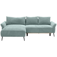 ECKSOFA in Chenille Mintgrün  - Schwarz/Mintgrün, Konventionell, Textil/Metall (164/255cm) - Carryhome