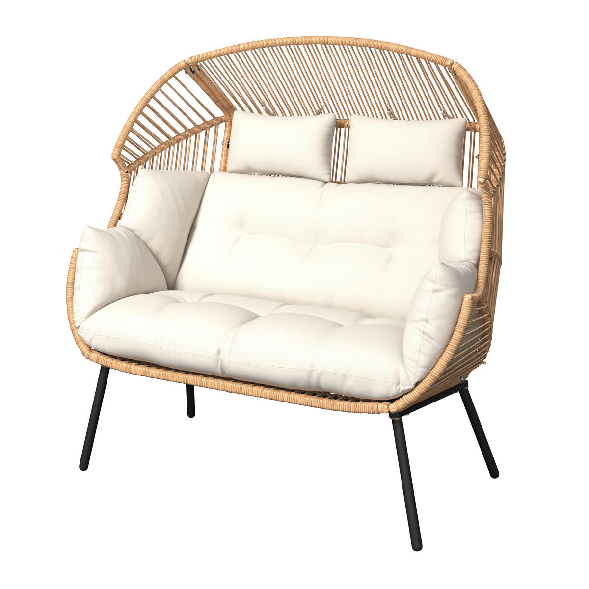 GARTENMUSCHEL 146/136/83 cm  - Beige/Naturfarben, MODERN, Kunststoff/Textil (146/136/83cm) - Ambia Garden