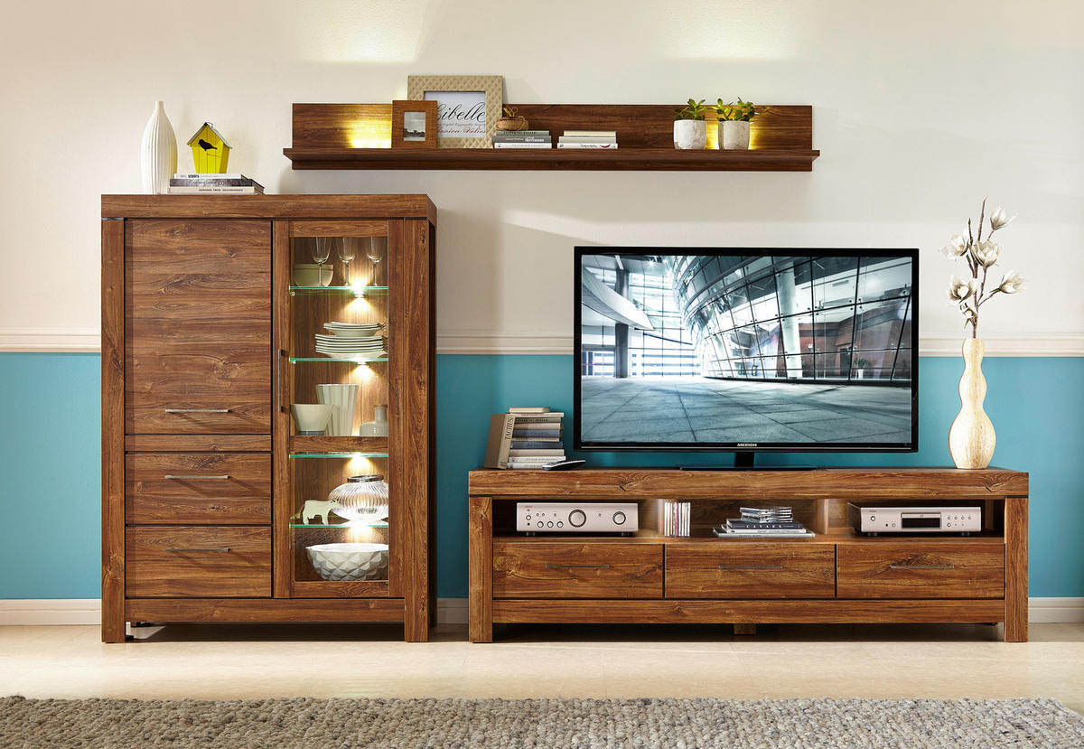 KOMODA POD TELEVIZI, barvy dubu, 200/60/54 cm - barvy dubu/barvy niklu, Design, kov/kompozitní dřevo (200/60/54cm) - Welnova