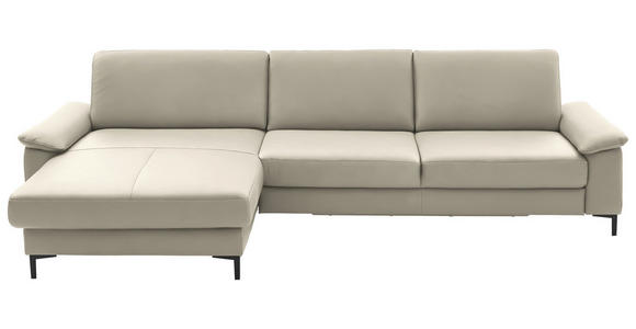 ECKSOFA  in Echtleder Ecru  176/334 cm  - Ecru/Schwarz, Design, Leder/Metall (176/334cm) - Dieter Knoll