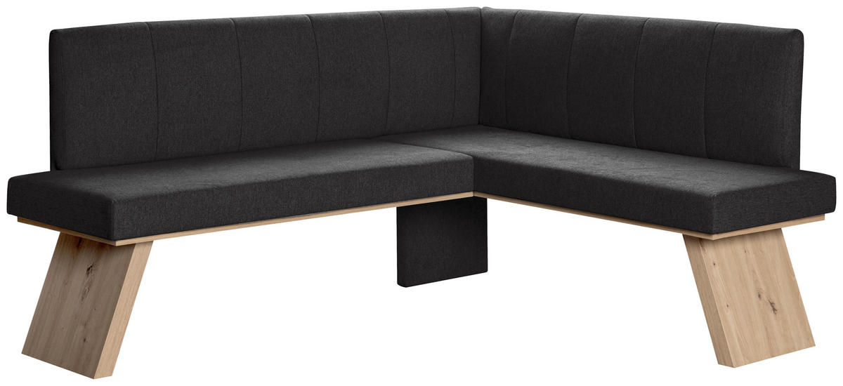 ECKBANK 160/140 cm Webstoff Schwarz   - Eichefarben/Schwarz, KONVENTIONELL, Textil (160/140cm)