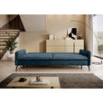 SCHLAFSOFA  mit Liegefunktion, Rücken echt Chenille Blau  - Blau/Schwarz, KONVENTIONELL, Textil/Metall (223/89/107cm) - Carryhome