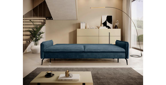 SCHLAFSOFA  mit Liegefunktion, Rücken echt Chenille Blau  - Blau/Schwarz, KONVENTIONELL, Textil/Metall (223/89/107cm) - Carryhome